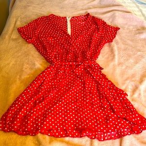 Red and White Polk a dot dress